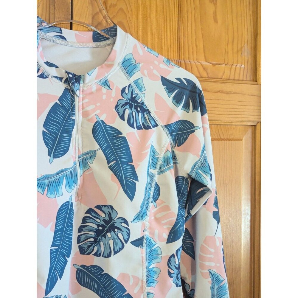 Tropical Floral Rash Guard Long Sleeve Swim Shirt Top UPF 50+ Size S - Picture 3 of 16